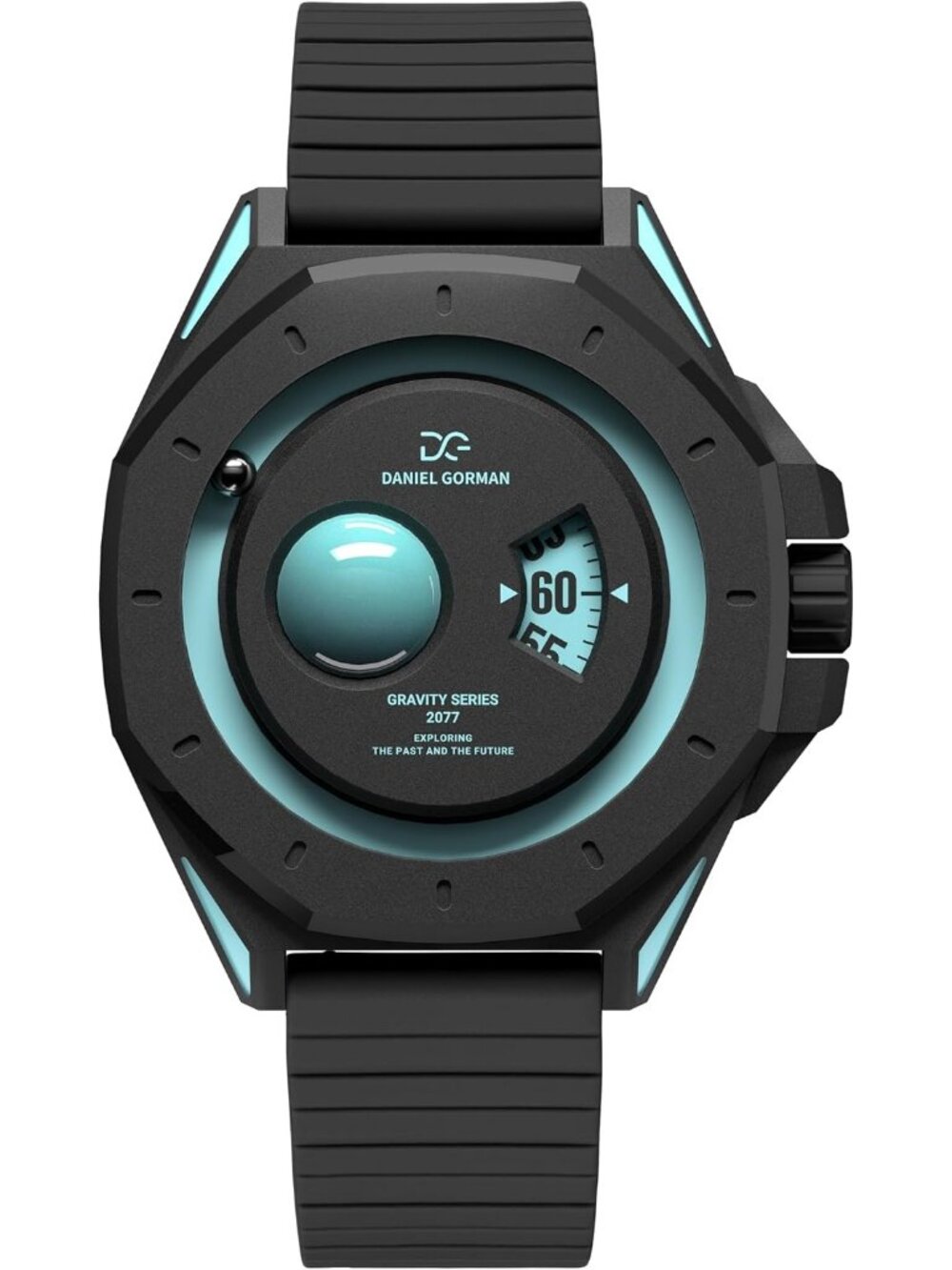Men's Blue 40mm Space Planet Quartz Silicone Strap Analog Timepiece Wristwatch